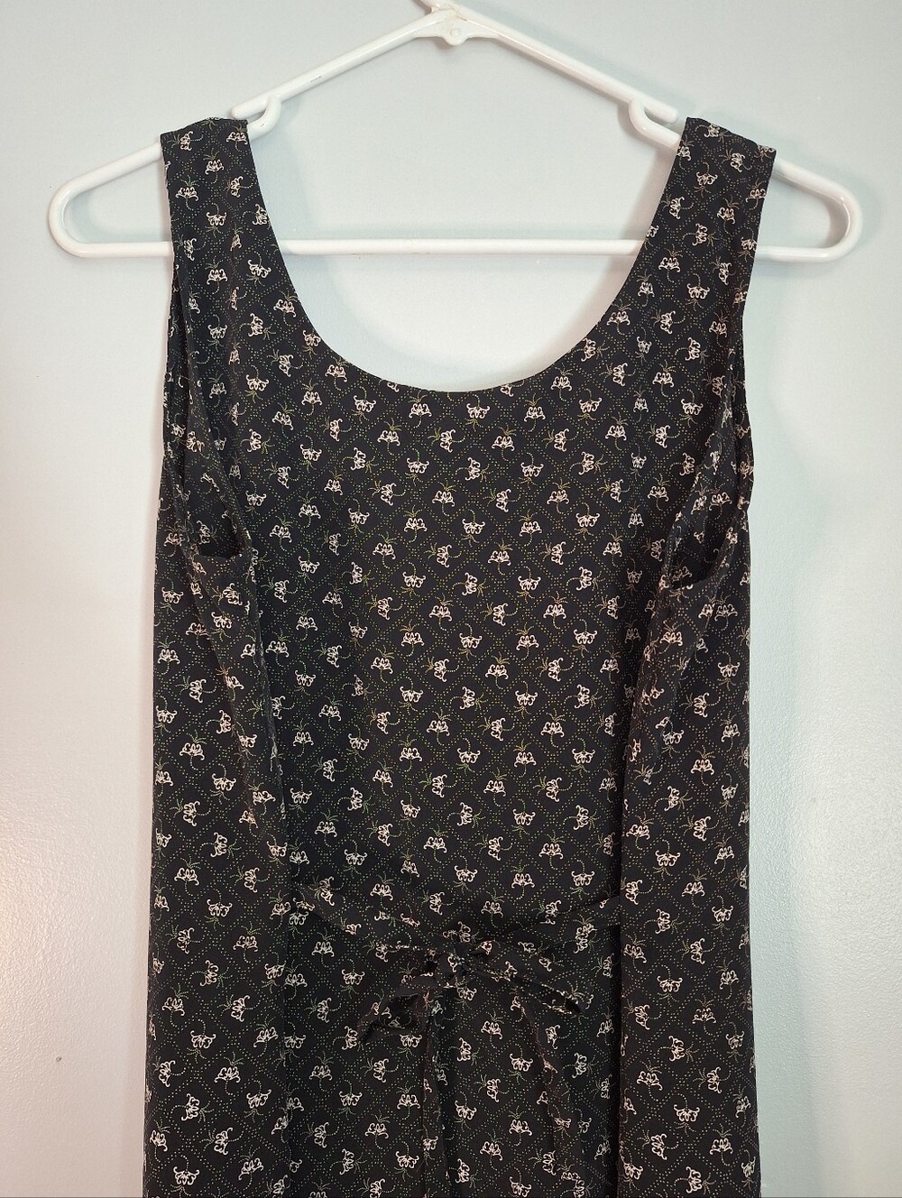 Vintage 90s Black Floral Button-Front Midi Dress - Picture 3 of 4